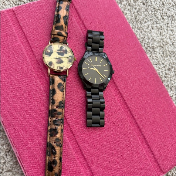 Michael Kors Accessories - Michael Kors Black and Gold Watch Duo